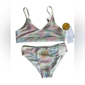 Treasure & Bond Kids Pink Lavender Tie Dye Print Bathing Suit